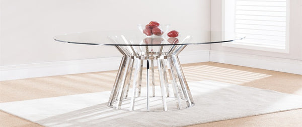 Red glass dining discount table