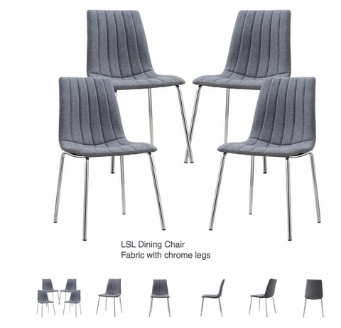 Modern Chic Dining Chair in fabric with chrome legs