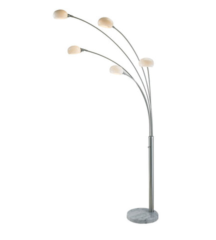 86" high 5 Light Floor Lamp - Satin Steel