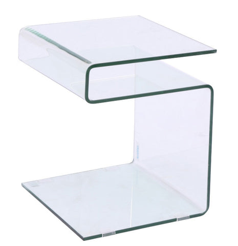 Bent Glass End Table or Nightstand  16x15x20H- can stand in various ways