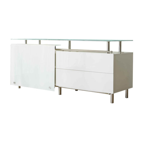 Sideboard White High Gloss Lacquer & Glass 71'' x 23''