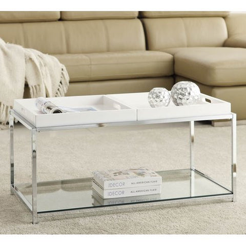 Coffee Table 34.63 x 18 x 17H with white wood trays