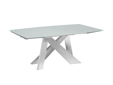 Zara Extendable Titanium Base / Light Gray Glass Dining Table