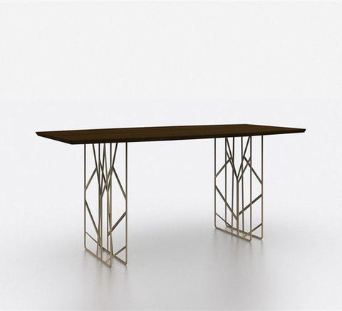 Walnut and Stainless Steel Dining Table