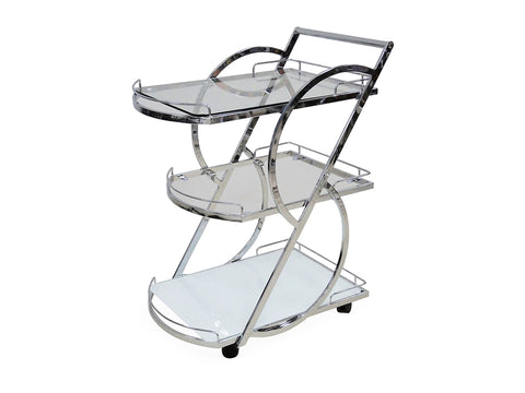 Potenza Bar Cart in Chrome and Glass