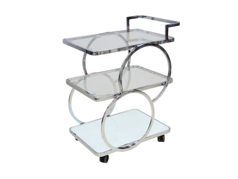 Chrome / White Glass Bar Cart