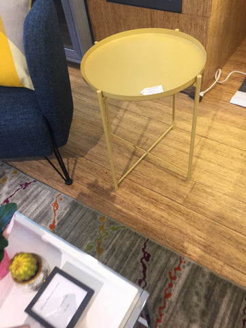 Metal Side Table - 18" diameter in yellow or off white