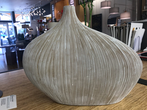 Vase modern. 12,5" high and 15" wide / cream color