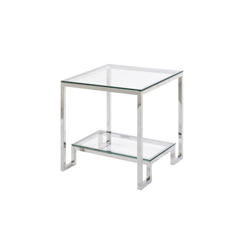 Krista End Table - 20"Tempered glass with Polished Stainless Steel frame