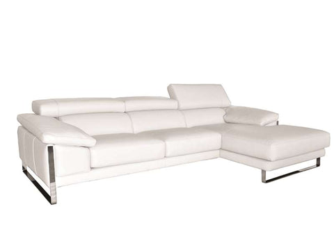 White Leather Sofa with Chaise