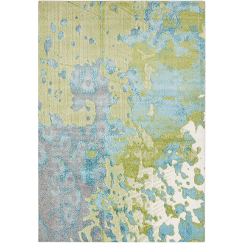 Area Rug 5.2 x 7.6 in beautiful lively aqua and teal color