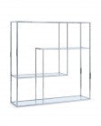 Athos Bookshelf - clear glass shelfs on stainless steel frame W63xH63xD13