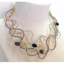 Copy of Copy of Sandrine Giraud Liane Olive Necklace silver/gold/grey